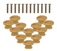 STCRERAG 12 pomelli in legno per porte e cassetti, 33 mm, maniglie rotonde a fungo in legno laccato, con viti, per mobili, armadi, cassetti