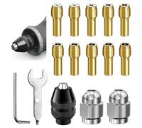 STCRERAG 15 Pz Set di Mandrino Avvitatore Mandrino Dremel Mandrino Trapano Pinze in Ottone da 0,8-3,2 mm Kit Mandrino Autoserrante per Accessori Utensili Rotanti Mandrini per Trapani ad Alta Velocità