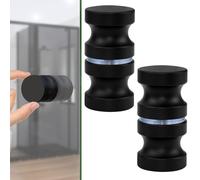 STCRERAG 2 Pezzi Pomelli per Porta Doccia, Pomello per Porta a Doppio Pulsante, Maniglia per Porta in Vetro in Lega di Alluminio, Maniglia di Ricambio Rotonda per Porte in Vetro/Doccia/Ufficio (Nero)