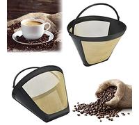 STCRERAG 2 PZ Filtro Riutilizzabile per Caffè Filtri per Caffè in Acciaio Inox 304 Filtri Caffe Americano Misura 4 Filtro Fine a Rete 100 Mesh con Maniglia Permanente Percolatore per Macchina da Caffè