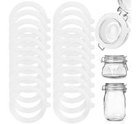 STCRERAG 20 Pz Set di Guarnizioni in Silicone per Barattoli di Vetro Riutilizzabili Anelli di Tenuta Ermetici Guarnizione di Ricambio a Prova di Perdite per Barattoli Vetro con Bocca Normale - Bianco