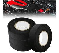 STCRERAG 4 Rotoli Nastro Isolante Adesivo Telato Nastro per Cablaggio Automobilistico per Riduzione del Rumore in Tessuto per Auto, Moto e Cavi - Nero,19MM * 15M