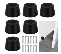 STCRERAG 6 Pz Fermaporta In Gomma Fermaporta Da Parete Nero 3,4 * 2,7 Cm Fermaporta Da Pavimento Fermaporta Durevoli Fermaporta Resistenti All'Usura Con Piedini In Gomma a Vite Per Pavimenti e Pareti