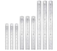 STCRERAG 9 Pezzi Set di Righello in Acciaio Inossidabile Righelli Metallo Bilancia a Doppia Faccia 15cm/20cm/30cm Righelli di Precisione Acciaio Inox per Ingegneria, Insegnamento, Ufficio - Argento