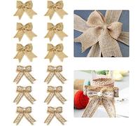 STCRERAG Fiocchi natalizi - 12 fiocchi di iuta con nodo in iuta con 2 stili per fai da te, decorazioni per feste di nozze