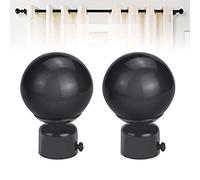 STCRERAG Poles Apart - Set di 2 terminali di ricambio per asta della tenda, con estremità rotonda con tappo, vite regolabile per aste con diametro interno da 25 a 28 mm, colore: nero