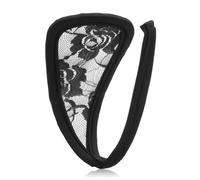 STD Invisible Strapless C-String Transparent Floral Lace Black