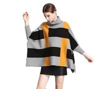 STDNERY Cappotto Invernale da Donna Lungo Scialle Mantello Spesso Foderato in Pile Caldo Casual Taglie Forti for Esterni(Gray+Yellow)