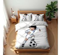 Ste-X Copripiumino Captain Tsubasa Per Bambina E Bambino in Morbida Microfibra Caldo E Confortevole Con Cerniera Nascosta Include 2 Federe 50 X 75 Cm (CT 03,150x200cm)