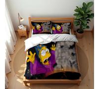 Ste-X Set Di Biancheria Da Letto in Cotone Lavato Con I Simpson Certificato Oeko-Tex E Adatto A Chi Soffre Di Allergie Include 1 Copripiumino E 2 Federe (SPS 06,200x200cm)