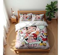 Ste-X Set Di Biancheria Da Letto Invernale Composto Da Copripiumino E 2 Federe 50x75 Cm Morbido Con Stampa Betty Boop in Microfibra Ideale Per Hotel E Famiglie (Modello 03,150x200cm)