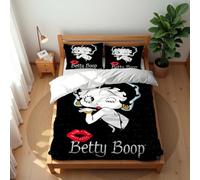 Ste-X Set Di Biancheria Da Letto Invernale Composto Da Copripiumino E 2 Federe 50x75 Cm Morbido Con Stampa Betty Boop in Microfibra Ideale Per Hotel E Famiglie (Modello 02,150x200cm)