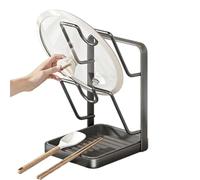 Steady Cupboard Organisers - Adjustable Saucepan Storage ¦ Tier Size Pan Rack with Storage, Stainless Steel Pot Organizer with Vertical Slots, Space Saving Pan Lid Holder, Saucepan Holder with Easy A