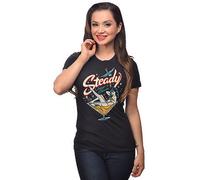 Steady Martini Top Nero Goth Punk Rocker Pin Up Rockabilly Maglietta S-4Xl