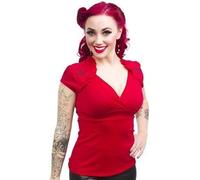 Steady Passero Caldo Top Rosso Goth Punk Rocker Pin Up Rockabilly Camicia S-2Xl