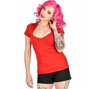 Steady Sophia Camicetta Rosso Trendy Punk Rocker Pin Up Rockabilly Camicia S-4Xl