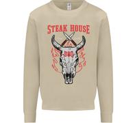 Steak House BBQ Teschio Di Mucca Grill Carne Uomo Felpa Maglione