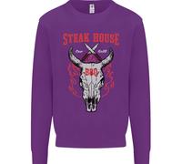 Steak House BBQ Teschio Di Mucca Grill Carne Uomo Felpa Maglione
