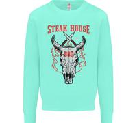 Steak House BBQ Teschio Di Mucca Grill Carne Uomo Felpa Maglione