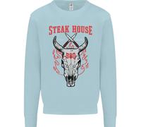 Steak House BBQ Teschio Di Mucca Grill Carne Uomo Felpa Maglione