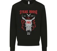 Steak House BBQ Teschio Di Mucca Grill Carne Uomo Felpa Maglione