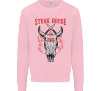 Steak House BBQ Teschio Di Mucca Grill Carne Uomo Felpa Maglione