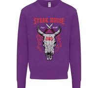 Steak House BBQ Teschio Di Mucca Grill Carne Uomo Felpa Maglione