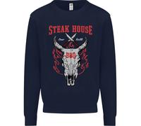 Steak House BBQ Teschio Di Mucca Grill Carne Uomo Felpa Maglione