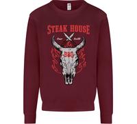 Steak House BBQ Teschio Di Mucca Grill Carne Uomo Felpa Maglione