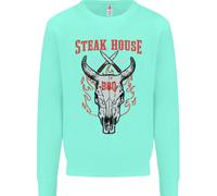 Steak House BBQ Teschio Di Mucca Grill Carne Uomo Felpa Maglione