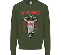 Steak House BBQ Teschio Di Mucca Grill Carne Uomo Felpa Maglione