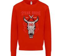 Steak House BBQ Teschio Di Mucca Grill Carne Uomo Felpa Maglione