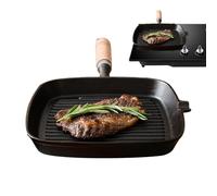 STEAK PAN - GRILL STANDET | Grimeria Con Manico In Legno | Grill Antiaderente Grill Con Manico In Legno Grime Cottura A Calore Ergonomico.