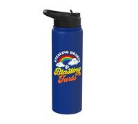 Stealing Hearts & Blasting Farts Funny Rainbow Valentines Stainless Steel Insulated Water Bottle