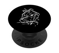 Stealth Warrior Ninja Crouch Line Art Katana Graphic Icona PopSockets PopGrip Adesivo