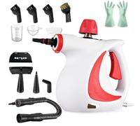 Steam Cleaner, Pulitore a Vapore, Pulitore a Vapore Portatile Pressurizzato, Pressione del Vapore 3,2 Bar con 12 Accessori per Uso Domestico para Suelos, Azulejos, Sofás (Red)
