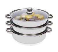 Steam Cooker, pentola a vapore in acciaio inox, 28 cm, a 3 animali, combinabile, lavabile in lavastoviglie, fornello a vapore