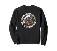 Steam Engine Society Train Lover One Track Mind Crew Felpa