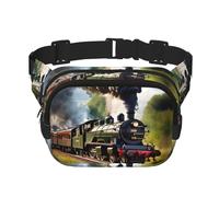 Steam Little Train Print Square Double Layer Funzionalità Marsupio Unisex Crossbody Pack Travel Workout, Nero, Taglia Unica, Nero, One Size