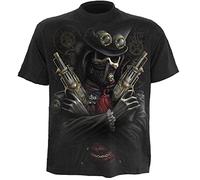 Steam Punk Bandit, gothic fantasy metal skelet rock mannen T-shirt zwart, Nero, XX-Large