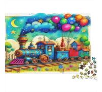 Steam Train 1000 Piece for Adults & Kids Colorful Train with Balloons Fun Present & Activity for Home & Wall Decor 38x26cm 1000pcs