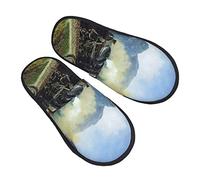 Steam Train Across The Bridge Uomo Donna Scarpe Da Casa Calde Ciabatte Peluche Scarpe Di Cotone Per Camera Da Letto Casa Autunno L