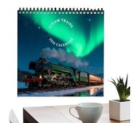Steam Train Calendar 2026 - Paper 21CM, 12 Monthly Wall Calendar, Retro Design | Hangable, Treno Theme Planner, Family Calendars For Home, School, Wall, Study, Scheduling