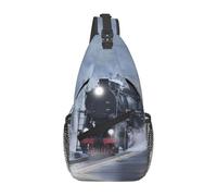 Steam Train Depart Sunset Borsa a tracolla per esterni, borsa a tracolla da uomo, adatta per fitness, ciclismo e viaggi quotidiani