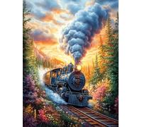 Steam Train in A Forest at Sunset Puzzle 1000 Pezzi Difficili Per Adulti Science Fiction Magical Dream Cartone Opaco Anti Riflesso Tema Astratto Per Passatempo Impegnativo Con Poster Incluso Migliore