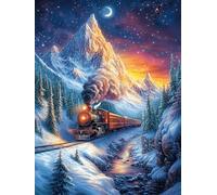 Steam Train in A Snowy Mountain Valley Puzzle 500 Pezzi Difficoltà Estrema Cartone Spesso Tema Monocromatico Fairy Tale Scenery Cartoon Per Appassionati Di Puzzle Antistrappo Non Sbiadisce Top Vendit