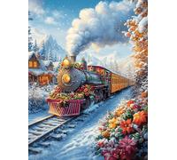Steam Train in A Snowy Mountain Valley Puzzle 500 Pezzi Grande Formato Cartone Di Alta Qualità Per Adulti Science Fiction Magical Dream Colori Vividi Anti Riflesso Per Decorazione E Passatempo Qualit