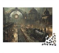 Steam Train Station Puzzle per Adulti Puzzle 1000 Pezzi Architettura Vintage Gioco di Puzzle 1000 Pezzi Relax Decorazione Casa 52x38cm/1000pcs