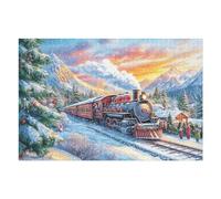 Steam Train Winter Mountain Forest Adventure Wild Nature Puzzle 1000 Pezzi Difficile Rompicapo Adulti Happy Time Sfida Per Amanti Del Puzzle Rilassamento Pressione Ridotta Dopo Il Lavoro Regalo Amici