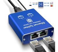 STEAMEMO Splitter Gigabit Ethernet da 1 a 2, splitter di rete Ethernet, splitter LAN con cavo di alimentazione USB, splitter RJ45, 1000 Mbps, ad alta velocità, per cavi Cat5/5e/6/7/8 [2 dispositivi